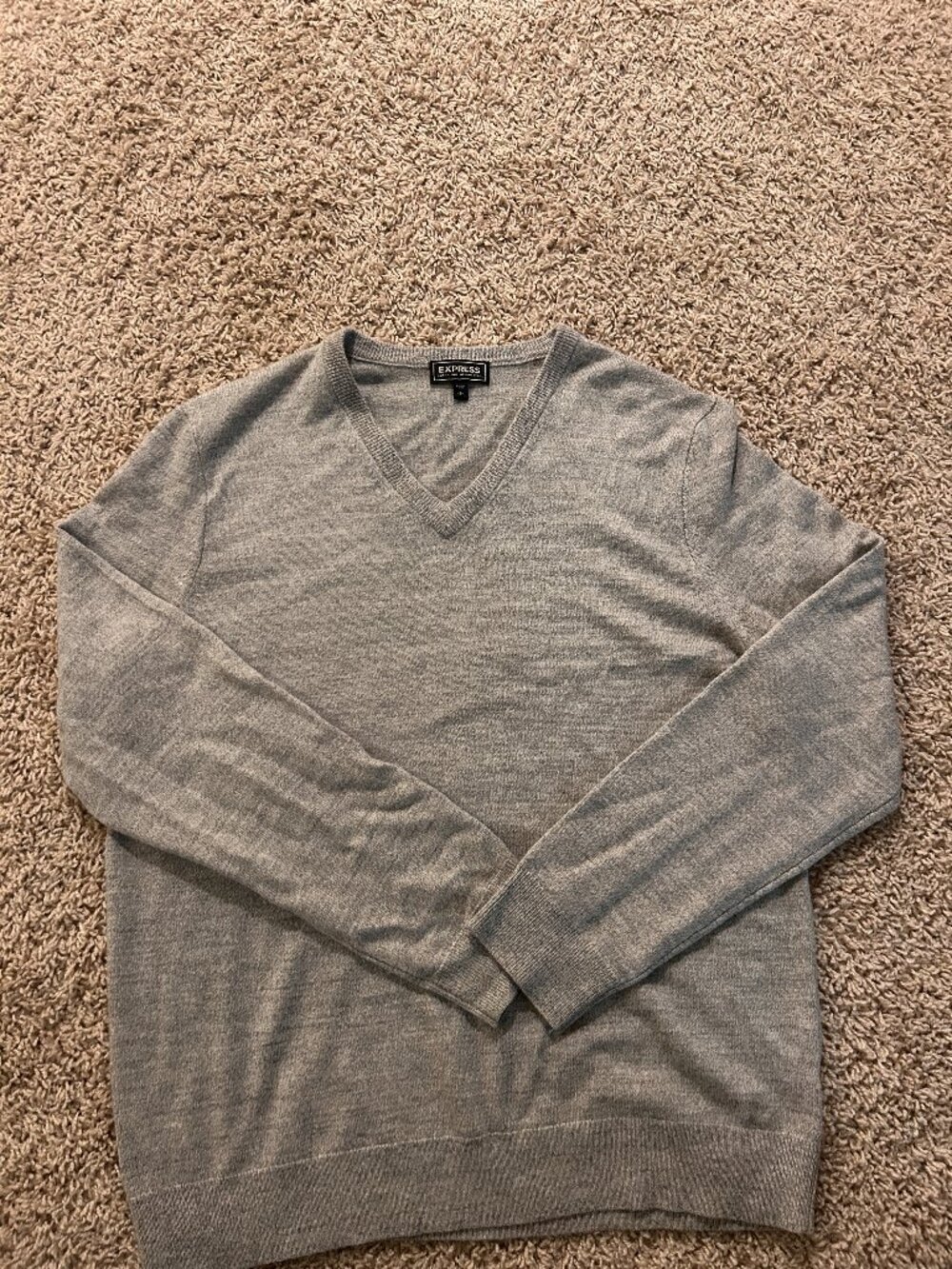 Express Men’s Merino Wool Sweater Grey Size L Like New